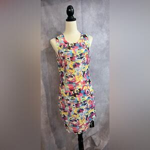 NWT Colorful Graphic Print Sleeveless Casual Bodycon Dress Coverup Size XL